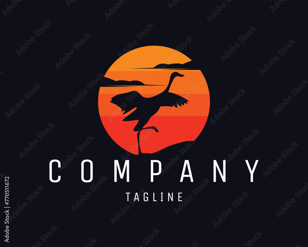 Fototapeta premium stork. animal silhouette vector design. isolated with a stunning display of cranes and dusk. best for logo, badge, emblem, icon, sticker design. available in eps 10