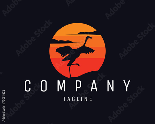 stork. animal silhouette vector design. isolated with a stunning display of cranes and dusk. best for logo  badge  emblem  icon  sticker design. available in eps 10