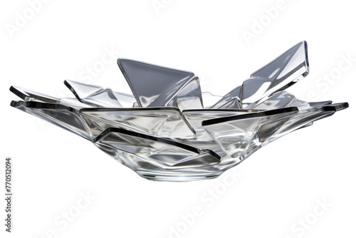 Glass Bowl With Black Handles on White Background. On a White or Clear Surface PNG Transparent Background.