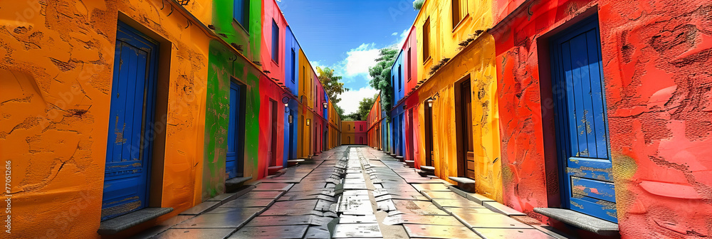 Naklejka premium A Mosaic of Life in Vivid Colors, The Architectural Beauty of Burano Capturing the Imagination of Every Visitor