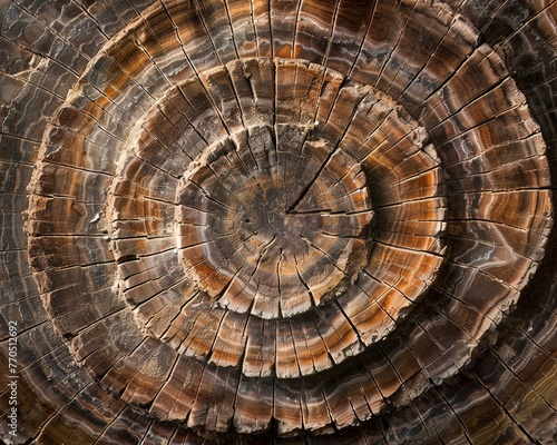 Detailed image of a dinosaur bone crosssection, showcasing the growth rings and health, ideal for paleohistology research photo