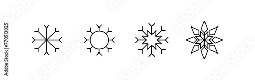 Set of snowflakes icons. Linear style. Vector icons