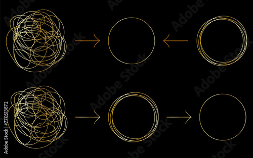 Chaotically tangled line drawing psychotherapy's concept of solving problems is easy vector illustration.