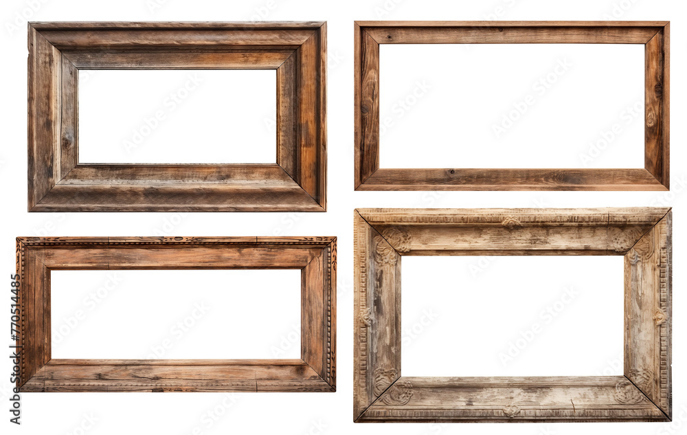 Set of old rustic wooden frames, cut out Set of old rustic wooden frames, cut out