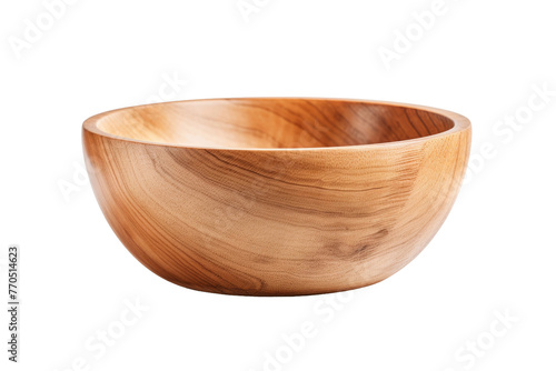 Wooden Bowl on White Background. On a White or Clear Surface PNG Transparent Background.