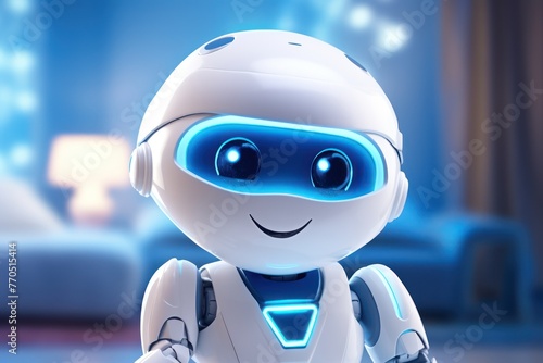 close-up view of a nice clean detailed futuristic robotic housekeeper robot-android