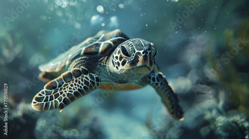 green sea turtle, underwater view beautiful Sea , animal under the sea a turtle © Goodmood