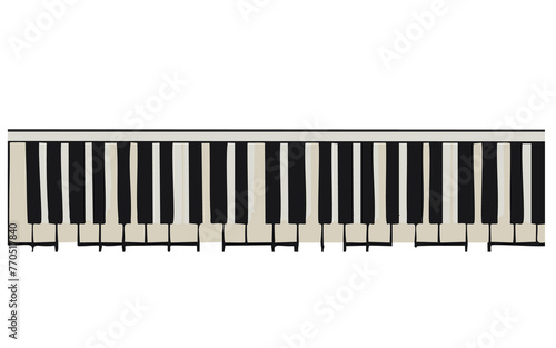 illustrazione di tastiera di strumento musicale pianoforte, vista da sopra photo