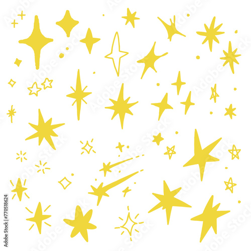 Hand drawn sparkling stars collection