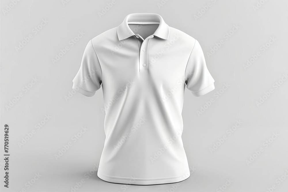 Blank white polo t-shirt template for men, front view, 3D rendering Blank white polo t-shirt template for men, front view, 3D rendering