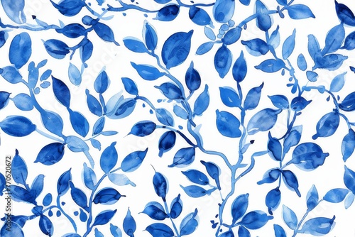 Watercolor Seamless pattern with blue and white