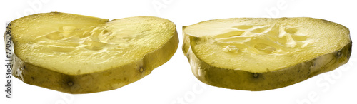 Slices of pickled cucumbers  isolated on white background. With clipping path.
