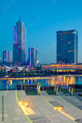 Tashkent city park at night. Uzbekistan