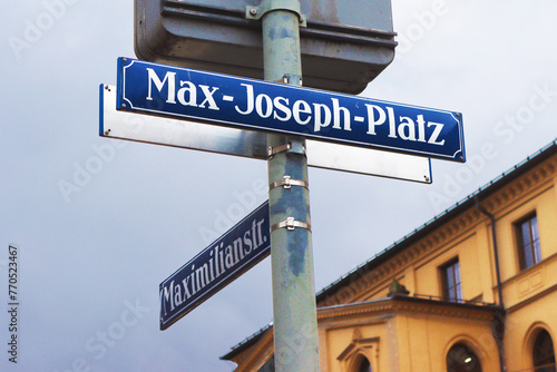 Sign of Max-Joseph-Platz in Munich, Germany