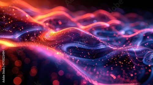 Digital Abstract Art of Neon Streams Data and Energy