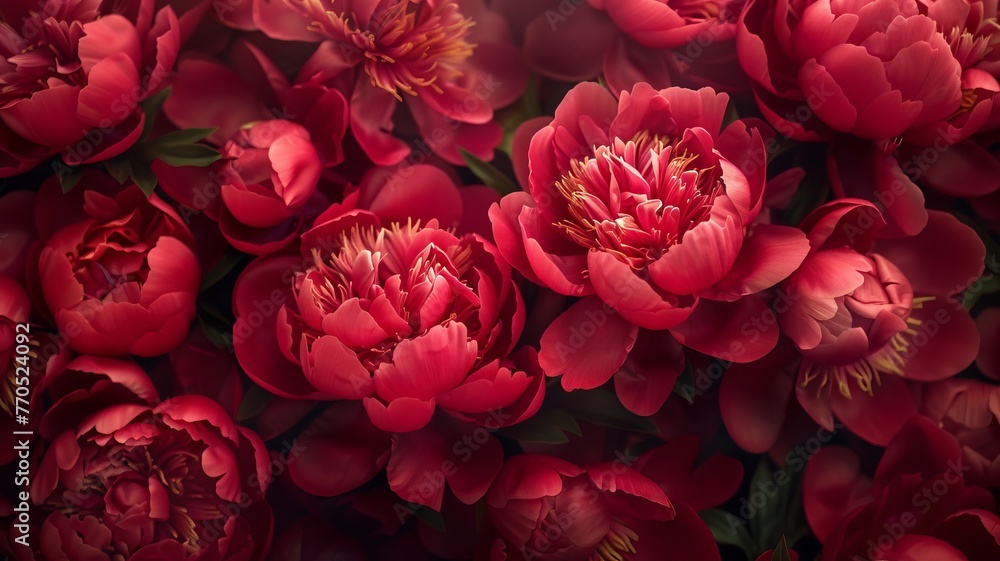 Close-up of blooming peony flowers background. Beautiful floral background Close-up of blooming peony flowers background. Beautiful floral background