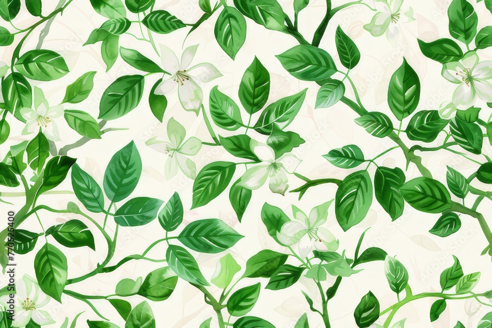 Watercolor Seamless pattern with green and white Watercolor Seamless pattern with green and white