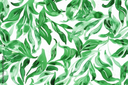 Watercolor Seamless pattern with green and white