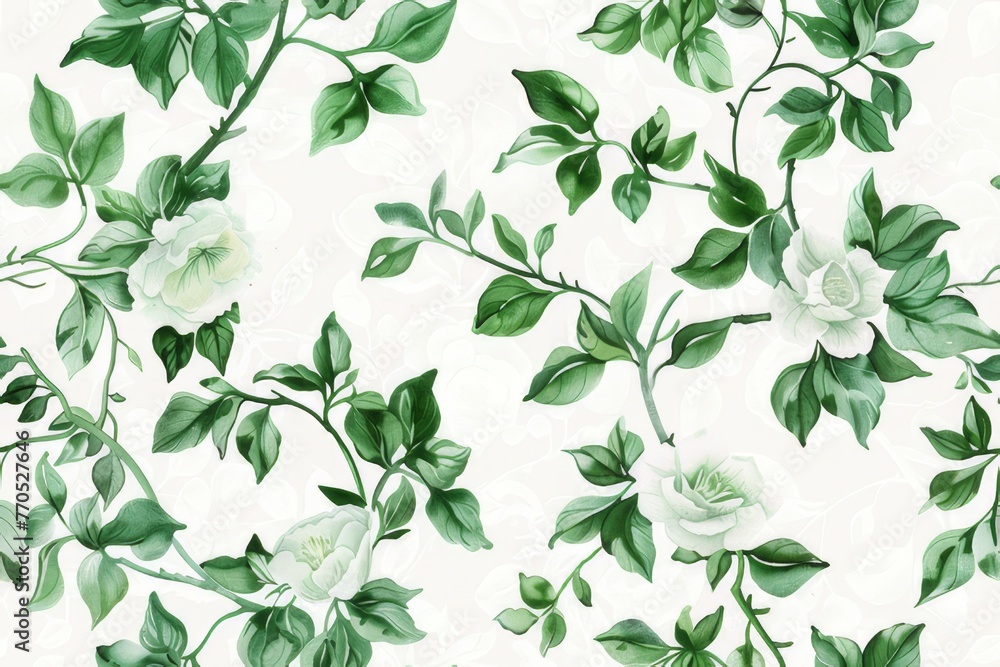 Watercolor Seamless pattern with green and white Watercolor Seamless pattern with green and white