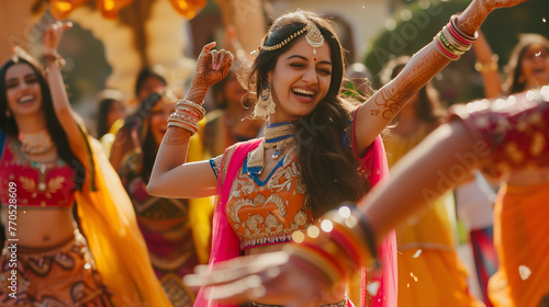 Beautiful indian girl dancer of Indian classical dance in festival photo