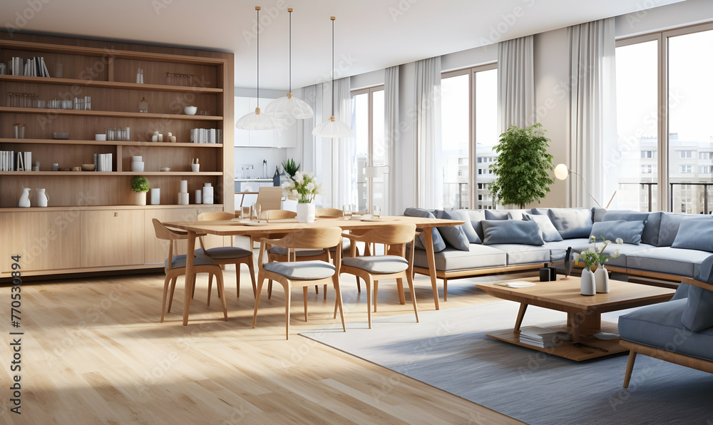 modern bright interiors apartment Living room 3D rendering illustration computer generated image