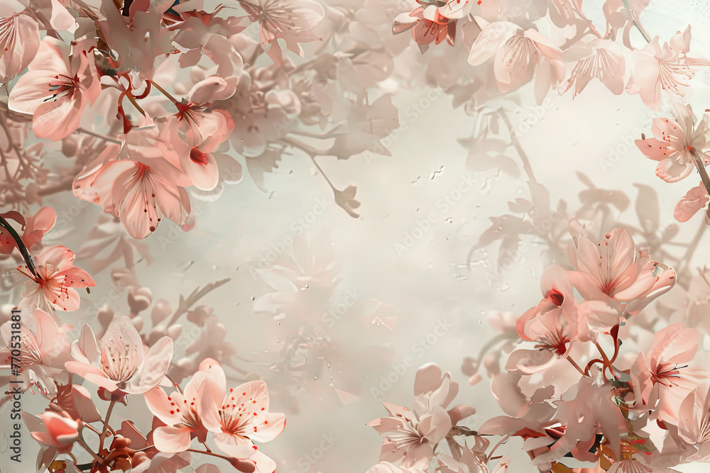 Spring aesthetic pink flower frame for background 