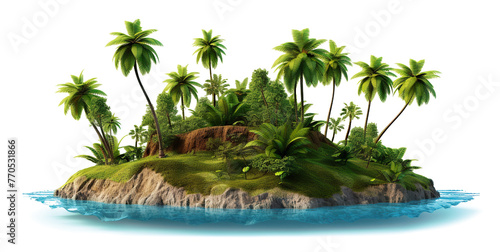 Picturesque palm island, cut out