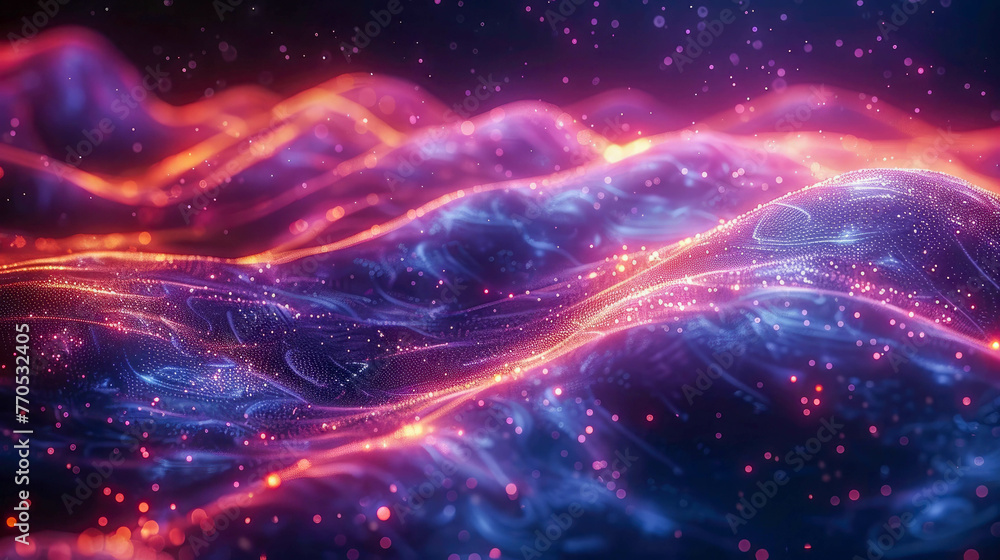 Fototapeta premium Abstract digital background with glowing particles. Futuristic wave