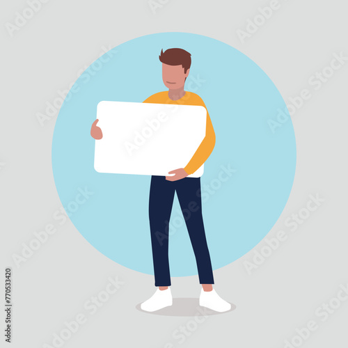 Adobe IllustrVektor-Illustration eines Mannes, der ein Schild mit Platz für eine Botschaft hält - Business-Konzeptator Artwork photo