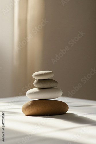 Pyramid of Pebble stones as spa  yoga or beauty salon concept. 