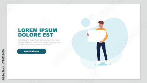 Adobe IllustrVektor-Illustration eines Mannes, der ein Schild mit Platz für eine Botschaft hält - Business-Konzeptator Artwork