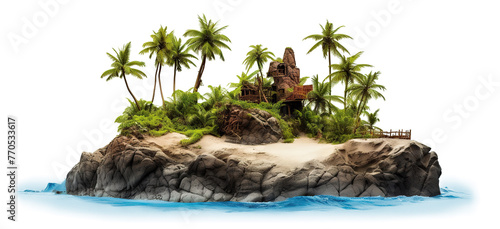 Picturesque palm island, cut out