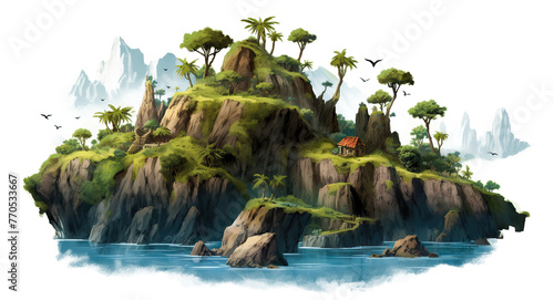 Picturesque palm island, cut out