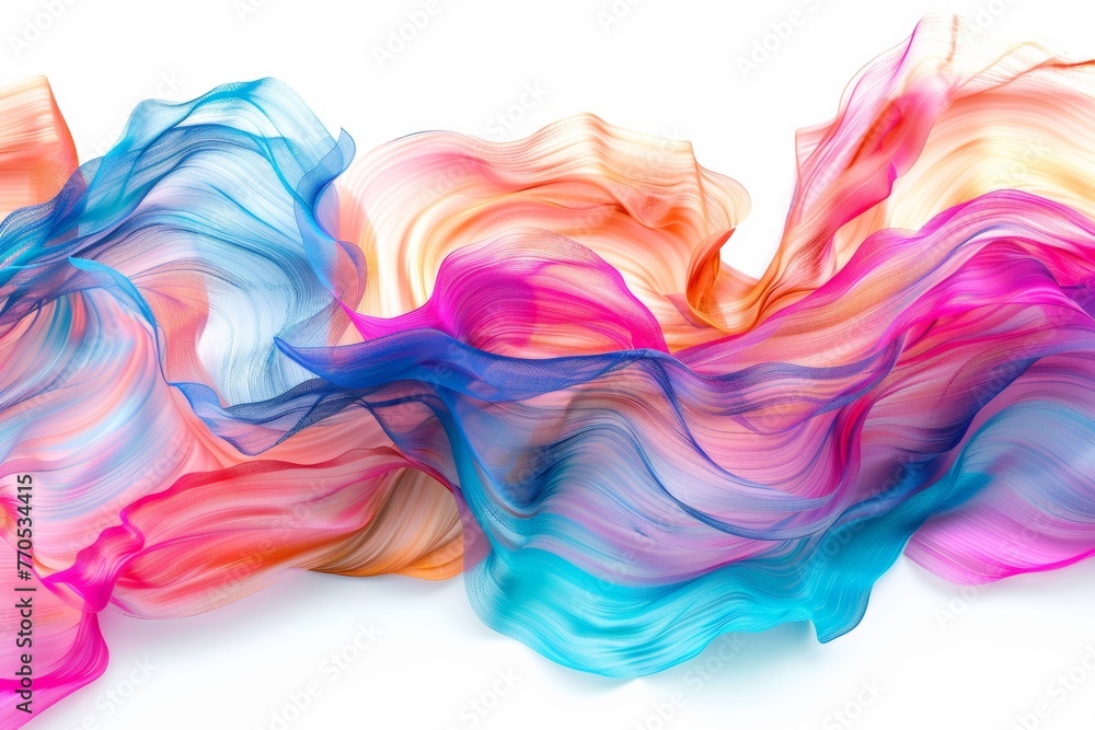 Colorful, flowing fabric undulates with grace, suggesting a dance of vibrant, silky waves. Colorful, flowing fabric undulates with grace, suggesting a dance of vibrant, silky waves.