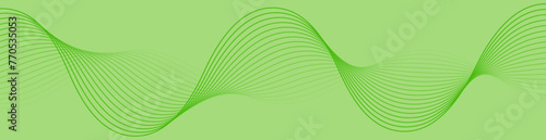 Abstract background with waves for banner. Web banner size. Vector background with lines. Element for design isolated on green. Green gradient. Spring, summer. Eco, nature