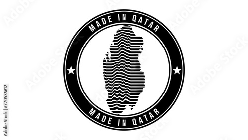 made in Qatar stamp, black isolated silhouette