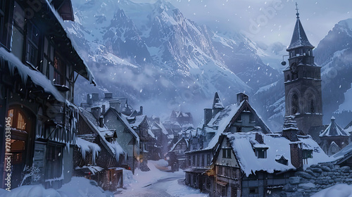 town in winter