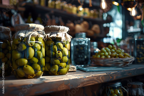 collection of pickled olives in glass jars