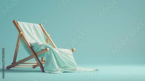 Peaceful Beach Chair with Folded Towel in Tranquil Coastal Setting