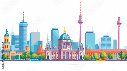 Skyline panoramic view of Berlin Germany. Sunny citys