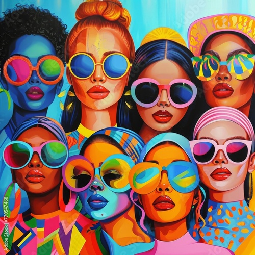 Diverse Women in Urban Fashion Painting Ai generated