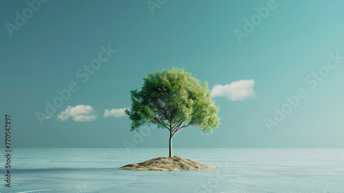 abstract surreal minimalist lone tree standing alone 