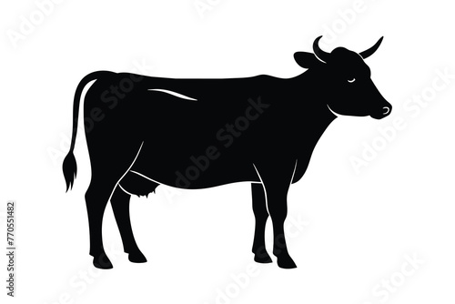 Cow graphic icon. Cow black silhouette isolated on white background. Vector illustration