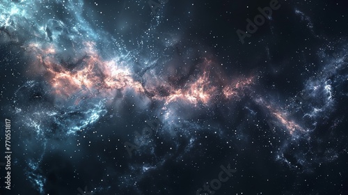 Generate an image featuring a cosmic galaxy and stars against a sleek black background