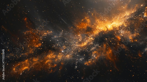 Generate an image featuring a cosmic galaxy and stars against a sleek black background