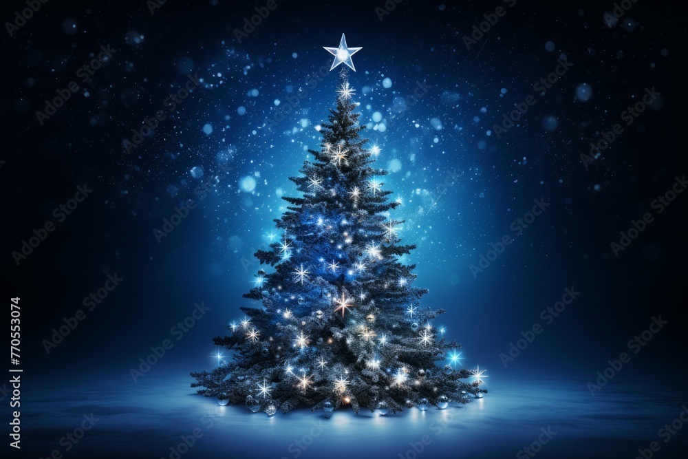 Christmas tree on blue background Christmas tree on blue background
