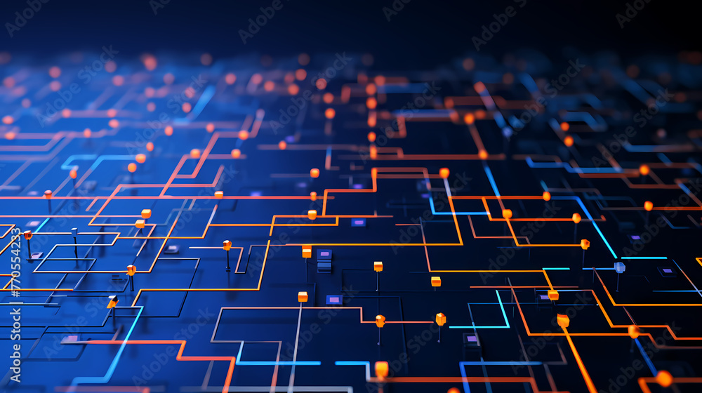 Obraz premium Tech Grid Artificial Intelligence Abstract Background