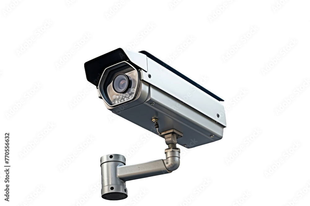 Security Camera Mounted on Side of Building. On a White or Clear Surface PNG Transparent Background. Security Camera Mounted on Side of Building. On a White or Clear Surface PNG Transparent Background.