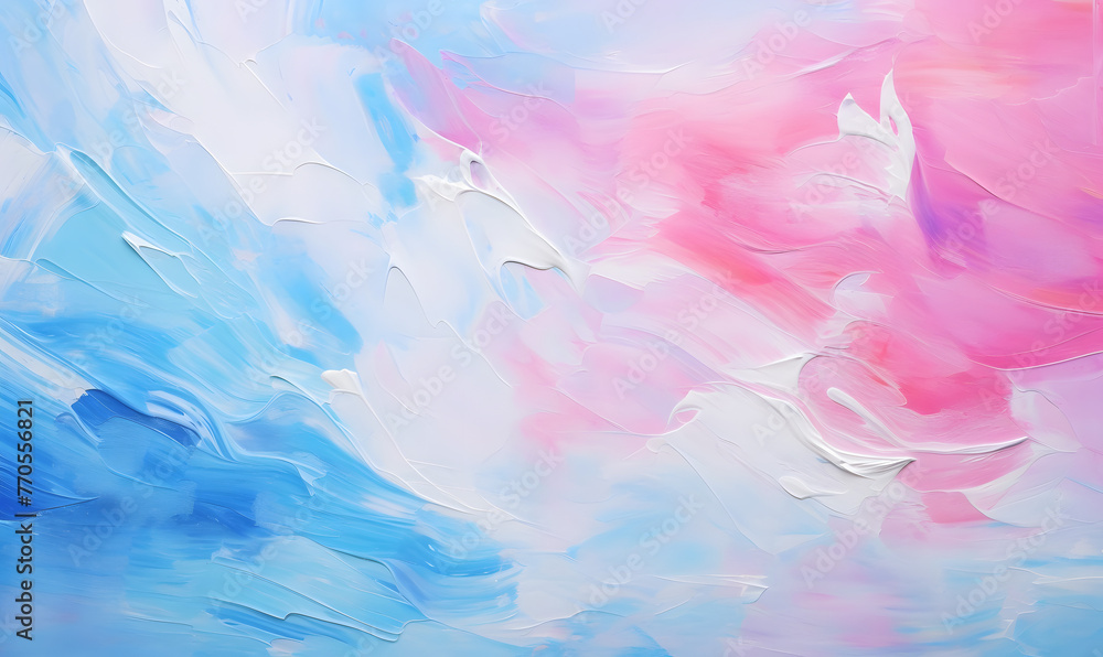 Closeup of abstract rough colorful blue pink white colors art painting texture background wallpaper, Generative AI