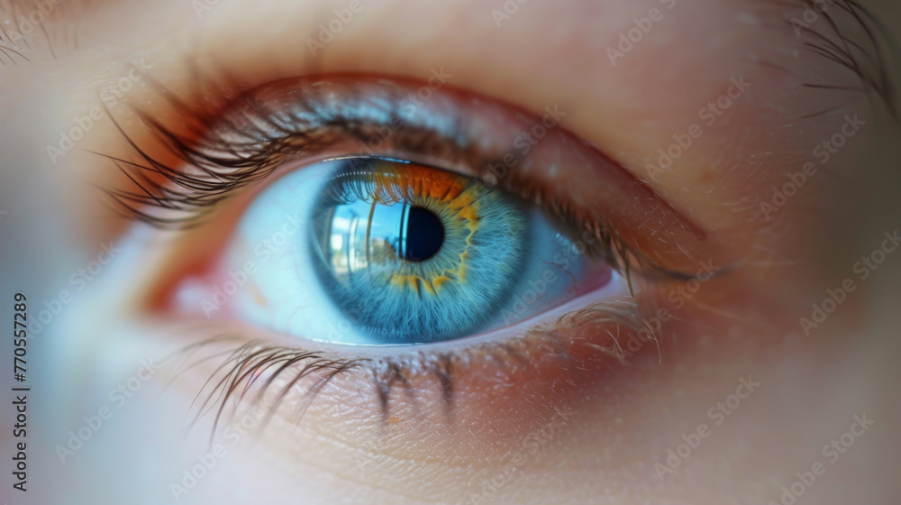 Beautiful blue eye close-up. Close-up of human eye with iris. Macro shot. Beautiful blue eye close-up. Close-up of human eye with iris. Macro shot.